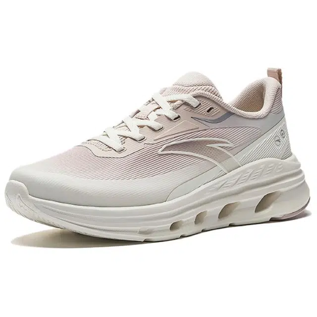超级安踏 异构 舒适百搭 潮流时尚耐磨防滑 低帮 休闲跑步鞋 女款 藕灰象牙白