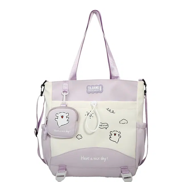 德力熊 大容量撞色百搭小清新 牛津布 托特包单肩包 女款 多色