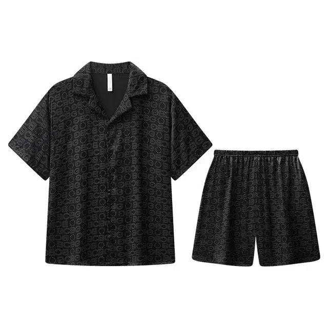 向薇 可外穿透气亲肤短袖五分裤睡衣套装 男款 图片色