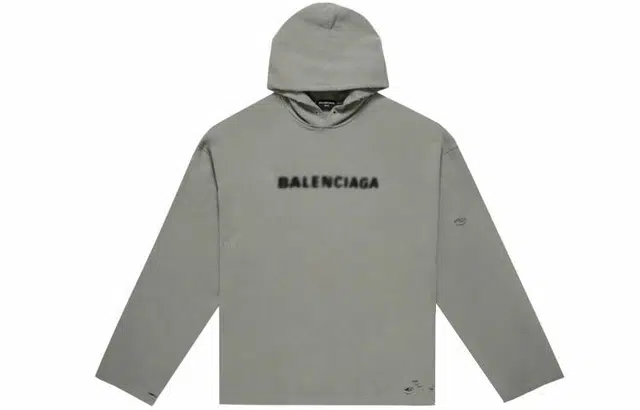 Balenciaga Logo Hoodie Gray Loose Fit Men
