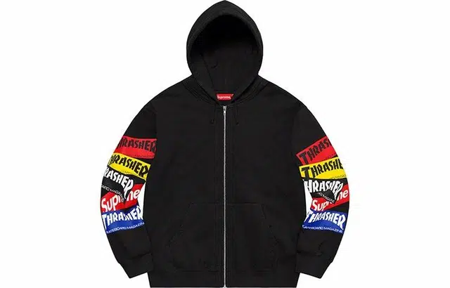 Supreme x Thrasher Multi Logo Zip Up Hooded Sweatshirt