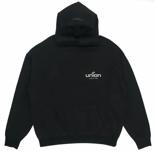 Fear of God Essentials x union la FW21 Vintage Hoodie Vintage Black Logo