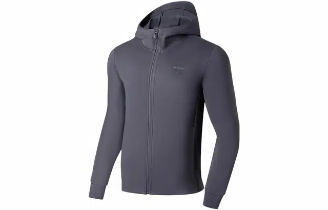 李宁 健身系列 纯色拉链连帽卫衣 男款 地表灰