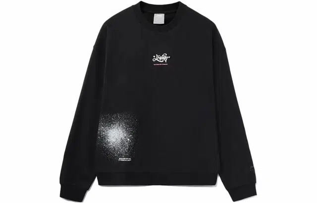 李宁 滑板系列 泼墨印花宽松圆领套头卫衣 男款 黑色