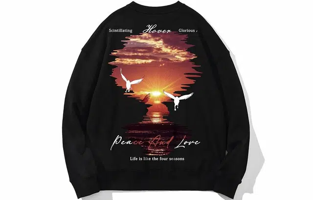 木村三社 落日印花宽松圆领卫衣 男女同款