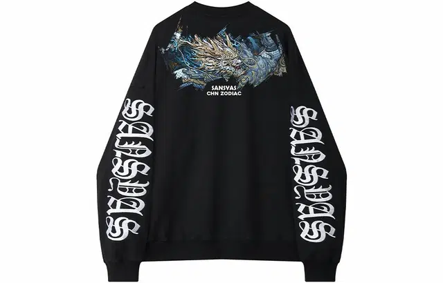 木村三社 十二生肖印花宽松刺绣圆领卫衣 男女同款