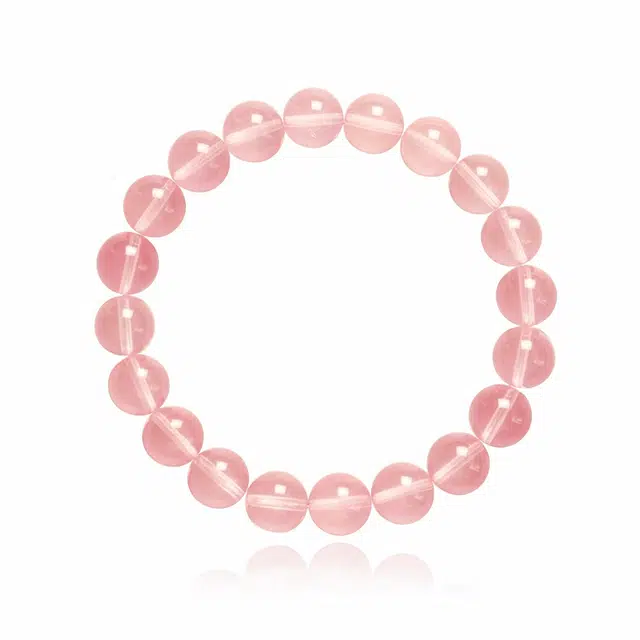 谧月珠宝 莫桑比克星光粉 新中式国潮可爱优雅小清新独特纹理梦幻共生时来运转招正缘桃花好运天然 粉水晶 手串 男女同款情侣款