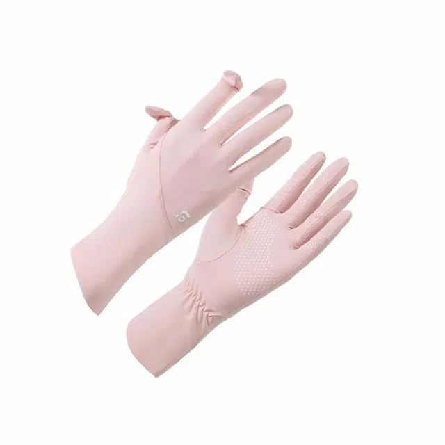 俞兆林 冰丝薄款防紫外线夏季骑行开车骑车防滑触屏透气遮阳 凉感 防晒手套 女款