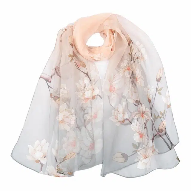 恒源祥 时尚真丝长巾轻盈柔软桑蚕丝围巾经典设计百搭优雅 丝巾 女款