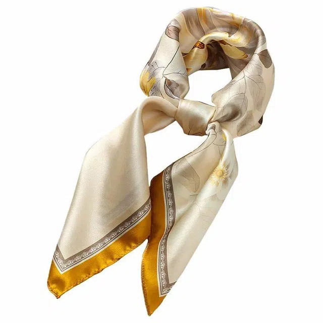 恒源祥 时尚真丝缎面方巾 轻盈柔软百搭 桑蚕丝 丝巾 女款