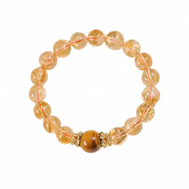 周百福 招财小霸王 国潮新中式八方来财 时来运转新中式好运上岸 做个富婆有钱花虎眼石串珠 好运 黄发晶 手串 男女同款情侣款