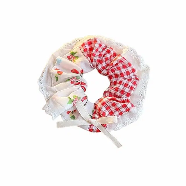 水中玉 蝴蝶结大肠发圈可爱甜美高弹力扎头皮筋高级感夏日发绳头饰 布艺 头绳 女款