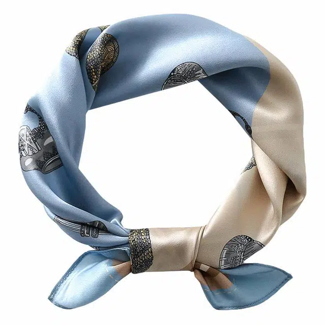 恒源祥 时尚真丝缎面小方巾丝质光感轻盈通透 围巾优雅气质 桑蚕丝 丝巾 女款