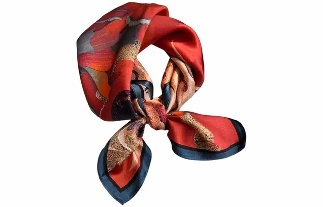 优幽兰 百搭时尚高级感真丝护颈小方巾高档中国风气质优雅红色小领巾包包绑带多功能礼盒装 丝巾 女款