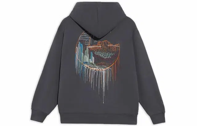 中国李宁 休闲运动套头连帽卫衣 男款 灰色