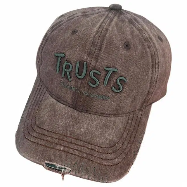 优莲茵 欧美复古水洗做旧刺绣遮阳休闲百搭显脸小大头围防晒帽 户外百搭舒适透气个性潮流 棉 鸭舌帽 男女同款情侣款