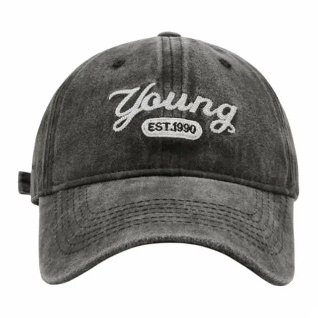 优莲茵 复古做旧刺绣字母时尚百搭 潮流出街旅行户外运动遮阳 大帽檐显脸小可调节头围 轻便百搭 棉 鸭舌帽 男女同款情侣款