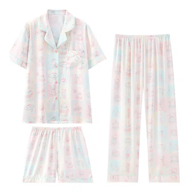 俏韵 休闲舒适薄款甜美家居服睡衣套装 女款 图片色