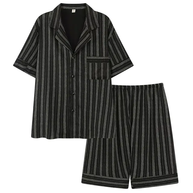 俏霓桐 轻奢条纹时尚简约高级感舒适凉感家居服可外穿睡衣套装 男款 图色