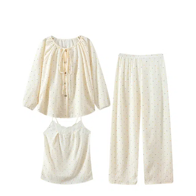 俏韵 纯欲休闲舒适亲肤家居服睡衣套装 女款 杏色