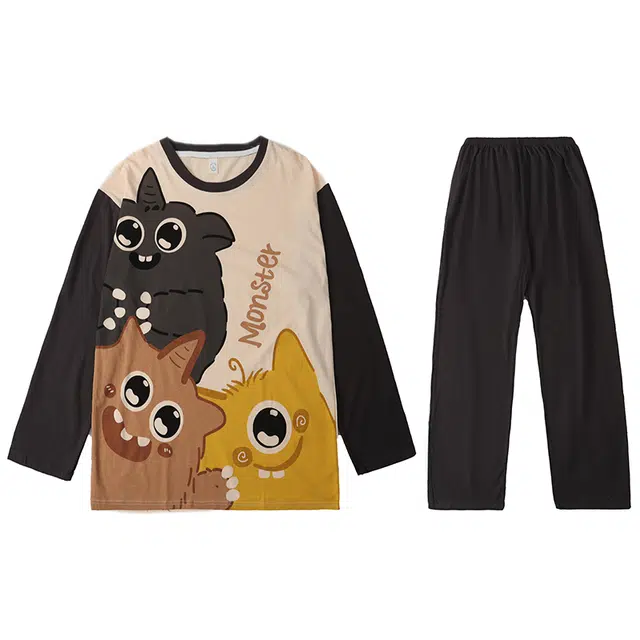 向薇 舒适透气长袖长裤薄款可外穿家居服睡衣套装 男款 图片色