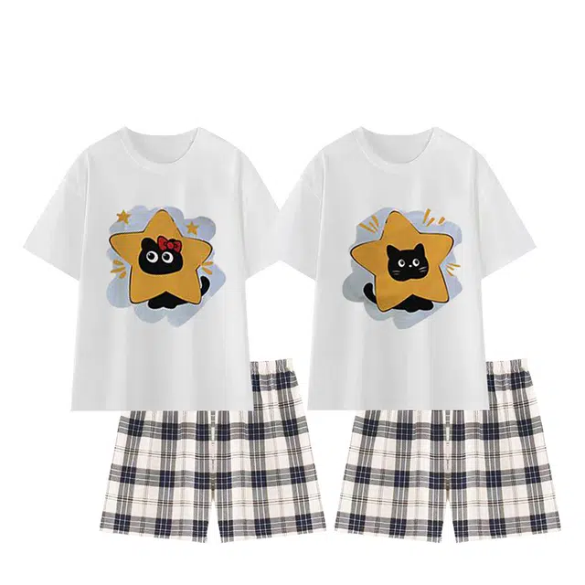 俏韵 圆领卡通可爱短袖家居服睡衣套装 男女同款