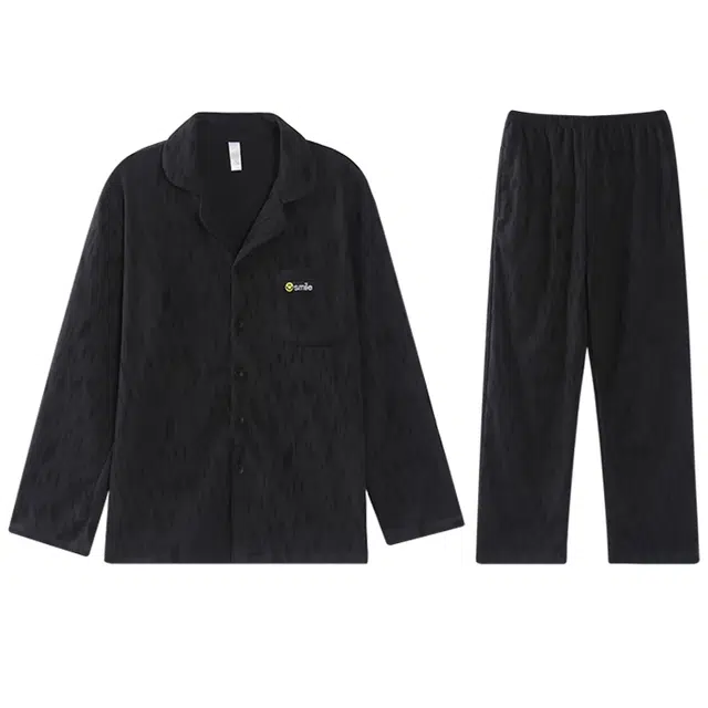 向薇 长袖御寒德绒保暖加绒家居服锁温韩版睡衣套装 男款 图片色