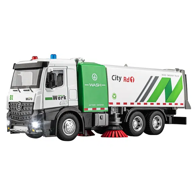 华一 清洁车城市环卫道路清洁工程车 合金 成品模型