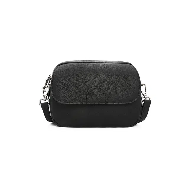 老人头 复古休闲通勤百搭时尚洋气轻便 牛皮革 单肩包 女款 黑色/米白色/大象灰