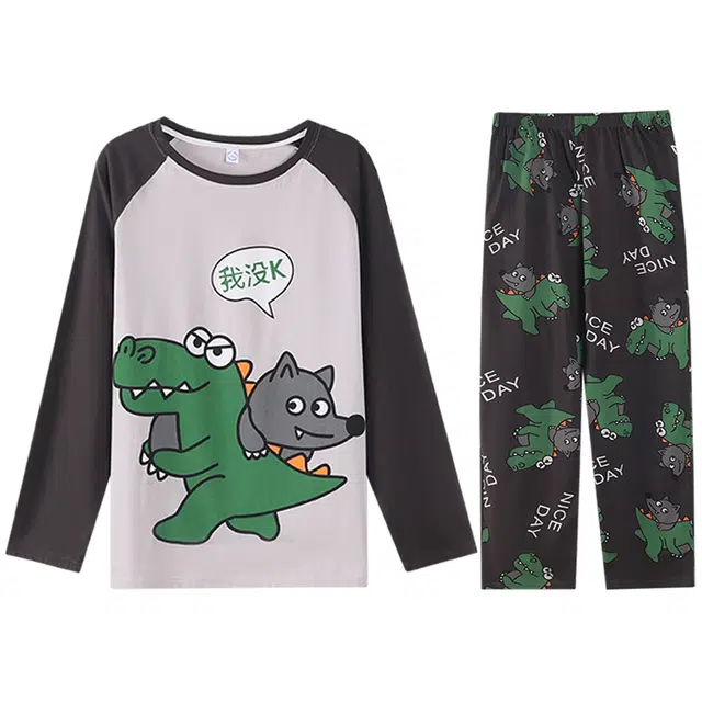 向薇 亲肤柔软长袖长裤卡通大码家居服睡衣套装 男款 图片色