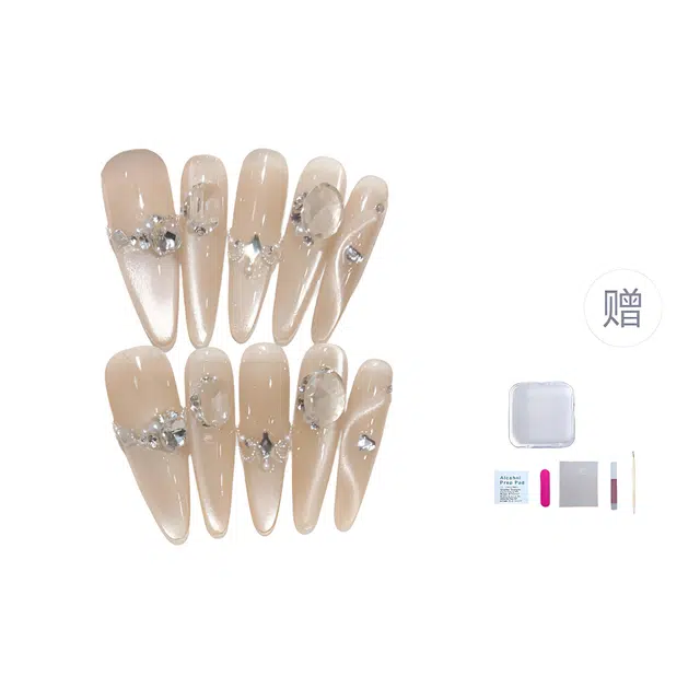 几多萌 【西域歌姬】妩媚动人穿戴甲可拆卸  穿戴甲 长款尖型裸色晕染