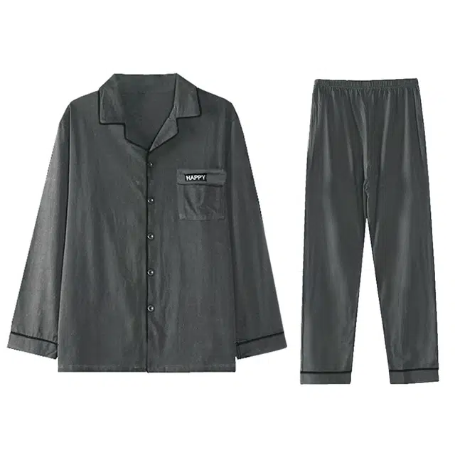 向薇 亲肤透气开衫长袖长裤可外穿家居服睡衣套装 男款 图片色