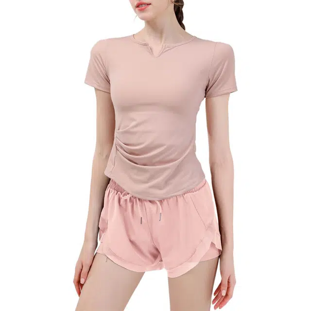 欧迪芬  优雅修身百搭短袖薄透气百搭短裤  瑜伽套装  女款