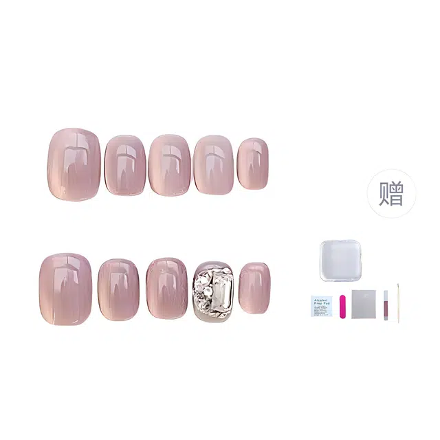 几多萌 【温柔公主】 假指甲贴片 温柔公主追光猫眼爆闪钻  穿戴甲 短方圆紫色晕染