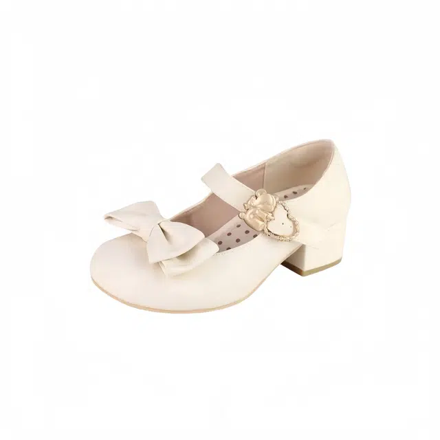 小鹿米利 合成革 法式百搭蝴蝶结 可爱清新 粗跟 玛丽珍鞋 女