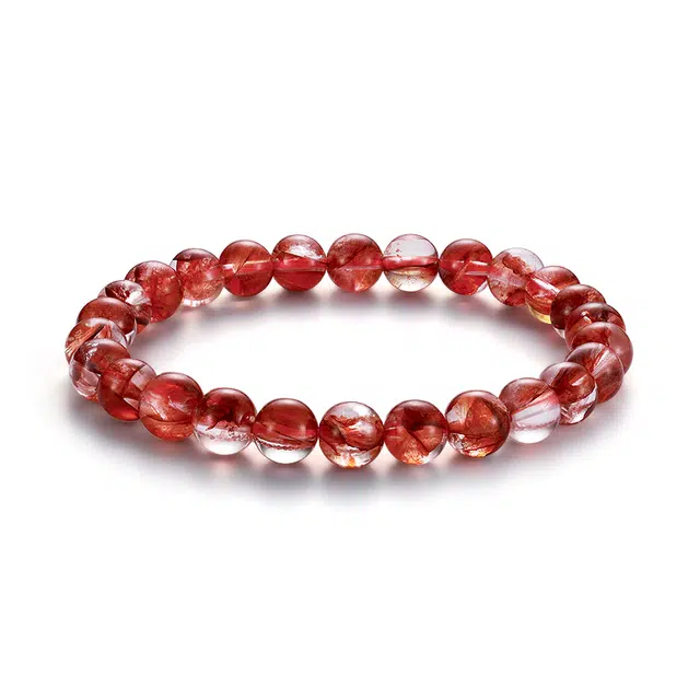 中鑫珠宝 芬达色牛血色正红胶花#好运 水晶 手串 女款