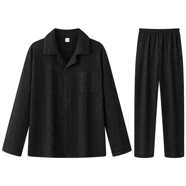 向薇 德绒长袖加厚保暖发热简约家居服可外穿睡衣套装 男款 图片色