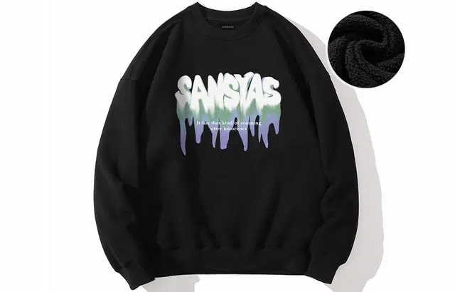 木村三社 涂抹字母印花厚款宽松圆领套头卫衣 男女同款