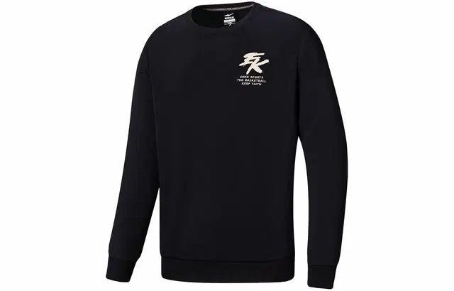 鸿星尔克 青春交集 背面字母大印花套头卫衣 男款 正黑