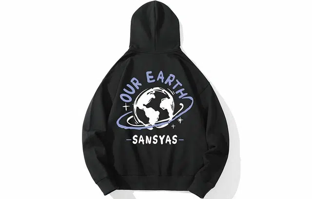 木村三社 灵感地球字母印花连帽套头卫衣 男女同款