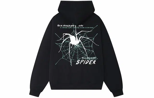 木村三社 蜘蛛字母印花宽松落肩套头卫衣 男女同款