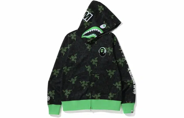 BAPE x Razer Neon Camo Shark Hoodie