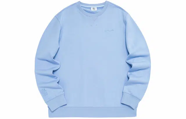 鸿星尔克 纯色运动休闲宽松圆领套头卫衣 男款 冰紫色