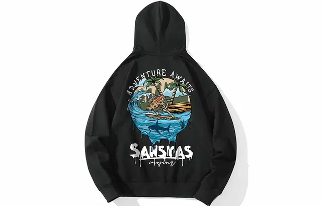 木村三社 流浪地球字母印花连帽套头卫衣 男女同款