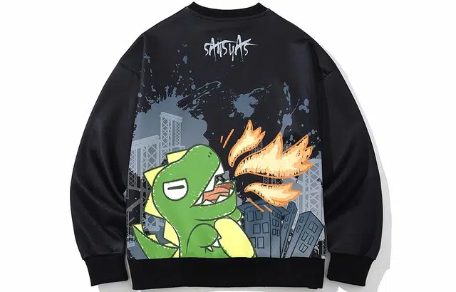 木村三社 恐龙系列 印花宽松圆领卫衣 男女同款