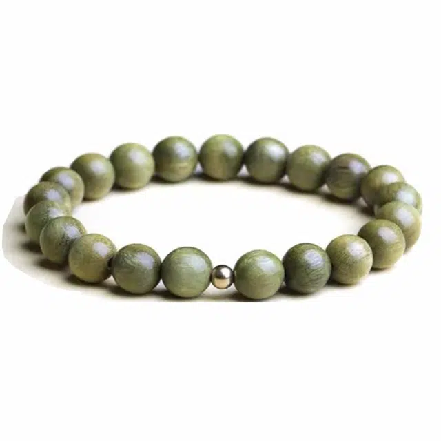 余笙情 平安喜乐素圈文玩复兴佛珠盘串念珠素圈转运珠招财纳福 新中式国风小众#好运 绿檀 手串 男女同款情侣款