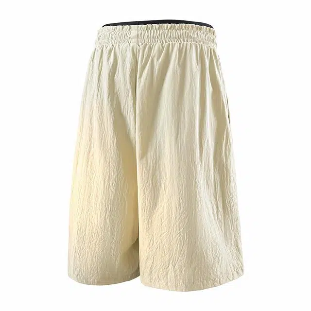 兰缪 美式复古高街风纯色基础款户外日常通勤亲肤柔软舒适透气运动直筒宽松五分裤休闲短裤 男女同款