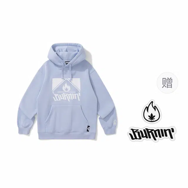 BURNIN Hoodie Square Logo Print