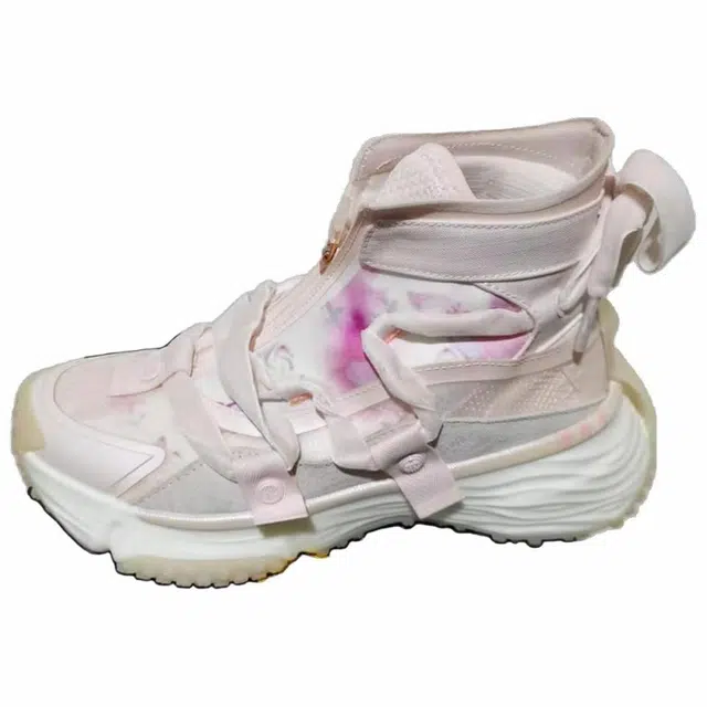 特步 综训系列 舒适 耐磨 高帮 训练鞋 女款 粉白