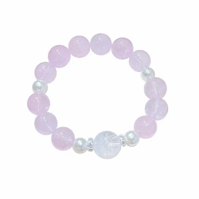 周百福 桃你喜欢 甜美气质 精致浪漫粉轻奢高级感 爱情美满 早日脱单串珠手饰 好运  粉水晶 手串 女款